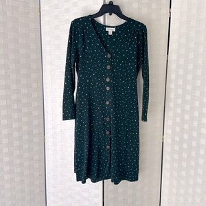 Monteau Petite Dot Wrap Dress, PM, Bottle Green